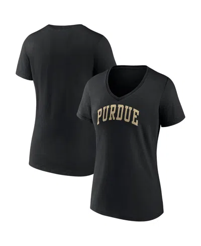 Fanatics Women's  Black Purdue Boilermakers Basic Arch V-neck T-shirt