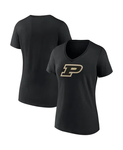 Fanatics Women's  Black Purdue Boilermakers Evergreen Logo V-neck T-shirt