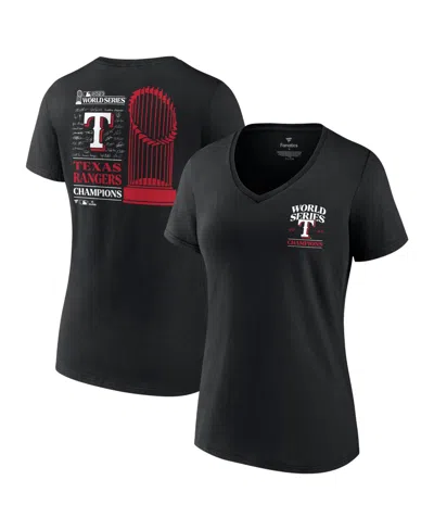 Fanatics Women's  Black Texas Rangers 2023 World Series Champions Signature Roster V-neck T-shirt