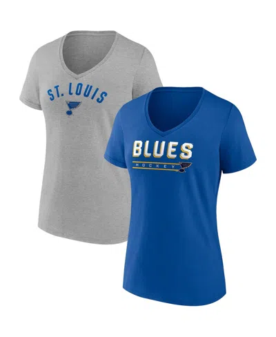 Fanatics Branded Blue/heathered Gray St. Louis Blues Parent 2-pack V-neck T-shirt Set