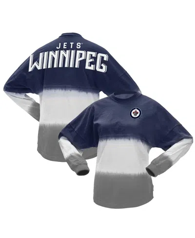 Fanatics Women's  Branded Blue, Gray Winnipeg Jets Ombre Long Sleeve T-shirt In Blue,gray