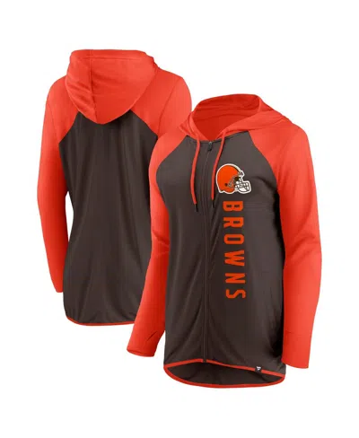 Fanatics Women's  Brown, Orange Cleveland Browns Forever Fan Full-zip Hoodie In Brown,orange