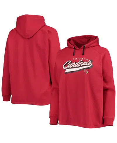 Fanatics Women's  Cardinal Arizona Cardinals Plus Size First Contact Raglan Pullover Hoodie