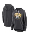 Fanatics Women's  Charcoal Distressed Pittsburgh Steelers Lightewight Modest Crop Lounge Helmet Arch In Charcoal