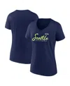 Fanatics Women's  College Navy Seattle Seahawks Shine Time V-neck T-shirt In College Navy