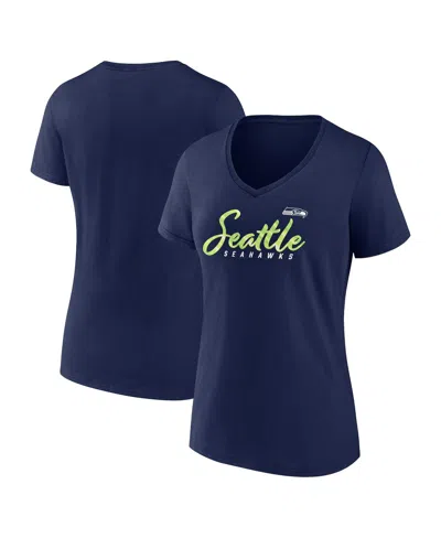 Fanatics Women's  College Navy Seattle Seahawks Shine Time V-neck T-shirt