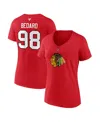 Fanatics Branded Women's Connor Bedard Red Chicago Blackhawks 2023 Nhl Draft Authentic Stack Player Name Numb In Red