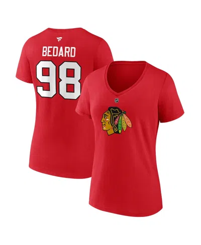FANATICS WOMEN'S FANATICS CONNOR BEDARD RED CHICAGO BLACKHAWKS 2023 NHL DRAFT AUTHENTIC STACK PLAYER NAME AND