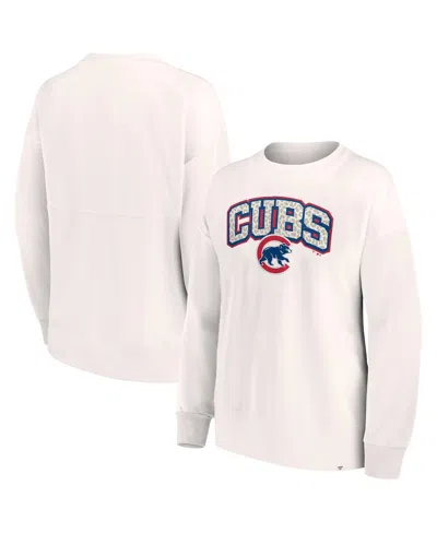 Fanatics Women's  Cream Chicago Cubs Leopard Pullover Sweatshirt
