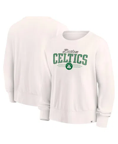Fanatics Women's  Cream Distressed Boston Celtics Close The Game Pullover Sweatshirt