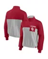 Fanatics Women's  Crimson, Heathered Gray Oklahoma Sooners Sideline To Sideline Colorblock Quarter-zi In Crimson,heathered Gray