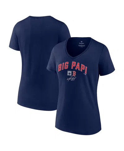 Fanatics Women's  David Ortiz Navy Boston Red Sox Big Papi Graphic V-neck T-shirt