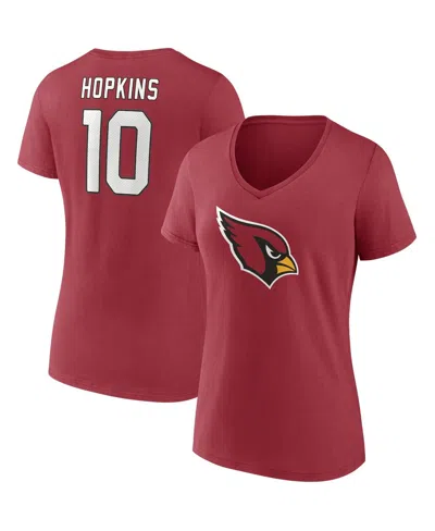 Fanatics Women's  Deandre Hopkins Cardinal Arizona Cardinals Player Icon Name And Number V-neck T-shi