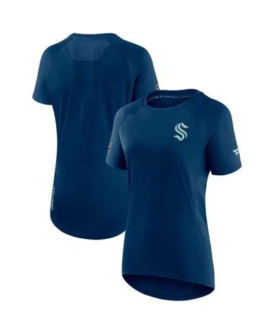 Fanatics Women's  Deep Sea Blue Seattle Kraken Authentic Pro Rink Raglan Tech T-shirt In Navy