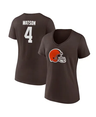 Fanatics Women's  Deshaun Watson Brown Cleveland Browns Player Icon Name And Number V-neck T-shirt