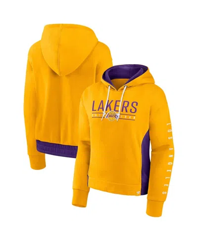 Fanatics Branded Gold Los Angeles Lakers Iconic Halftime Colorblock Pullover Hoodie