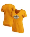 Fanatics Women's  Gold Nashville Predators Primary Logo V-neck T-shirt In Gold