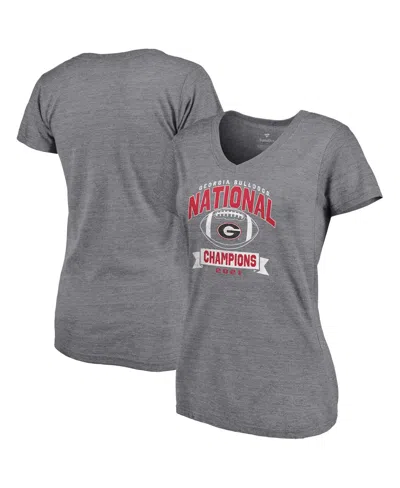 Fanatics Women's  Gray Distressed Georgia Bulldogs College Football Playoff 2021 National Champions R In Heathered Gray