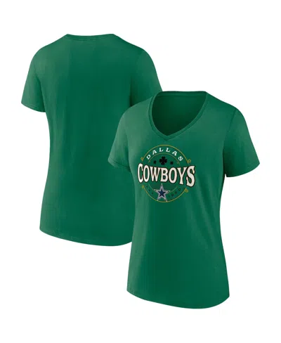 Fanatics Women's  Green Dallas Cowboys Lucky Celtic V-neck T-shirt