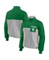 Fanatics Women's  Green, Heathered Gray Oregon Ducks Sideline To Sideline Colorblock Quarter-zip Jack In Green,heathered Gray
