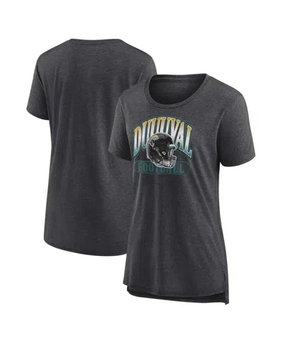 FANATICS WOMEN'S FANATICS HEATHER CHARCOAL DISTRESSED JACKSONVILLE JAGUARS OUR PASTIME TRI-BLEND T-SHIRT