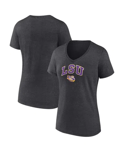 Fanatics Women's  Heather Charcoal Lsu Tigers Evergreen Campus V-neck T-shirt