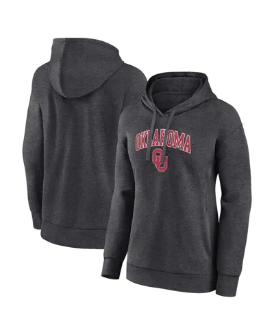 FANATICS WOMEN'S FANATICS HEATHER CHARCOAL OKLAHOMA SOONERS EVERGREEN CAMPUS PULLOVER HOODIE