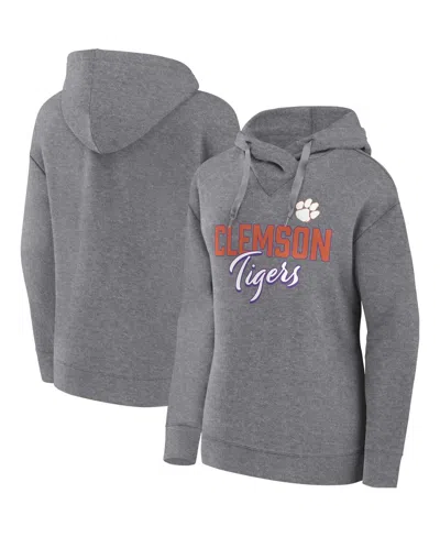 Fanatics Women's  Heather Gray Clemson Tigers Script Favorite Pullover Hoodie