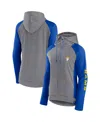 Fanatics Women's  Heather Gray, College Royal Los Angeles Rams Blind Side Lightweight Full-zip Hoodie In Heather Gray,college Royal