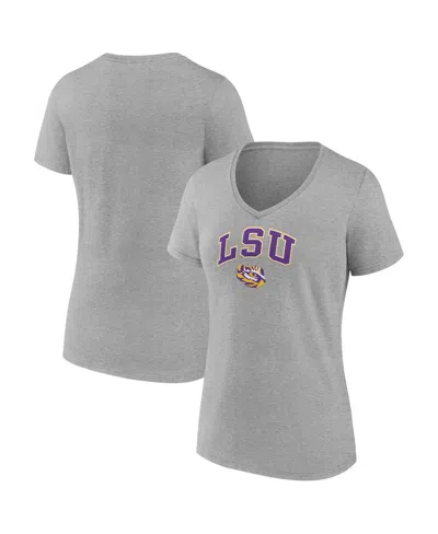 Fanatics Women's  Heather Gray Auburn Tigers Evergreen Campus V-neck T-shirt