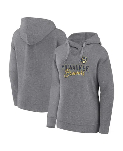 Fanatics Women's  Heather Gray Milwaukee Brewers Script Favorite Pullover Hoodie
