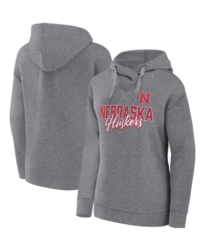 Fanatics Women's  Heather Gray Nebraska Huskers Script Favorite Pullover Hoodie