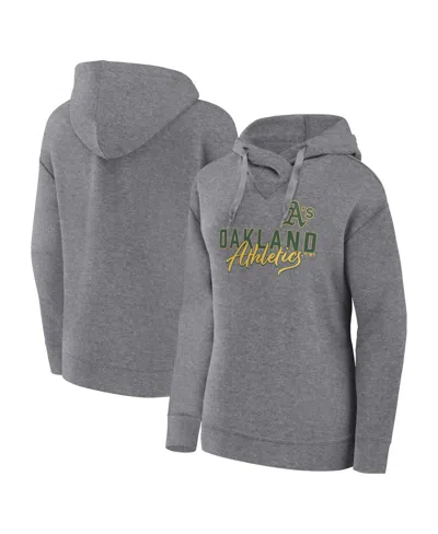 FANATICS WOMEN'S FANATICS HEATHER GRAY OAKLAND ATHLETICS SCRIPT FAVORITE PULLOVER HOODIE
