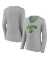 Fanatics Branded Heather Gray Oregon Ducks Evergreen Campus Long Sleeve V-neck T-shirt In Heather Gray