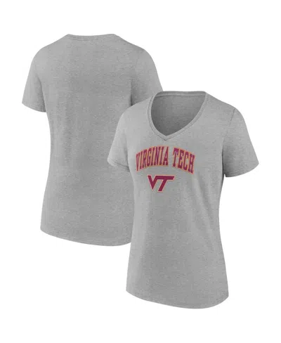 Fanatics Women's  Heather Gray Virginia Tech Hokies Evergreen Campus V-neck T-shirt