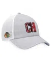 Fanatics Women's  Heather Gray, White Chicago Blackhawks Iconic Glimmer Trucker Snapback Hat In Heather Gray,white