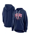 Fanatics Women's  Heather Navy Distressed Atlanta Braves Luxe Pullover Hoodie In Heather Navy