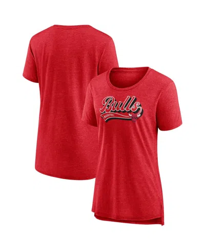 Fanatics Women's  Heather Red Chicago Bulls League Leader Tri-blend T-shirt