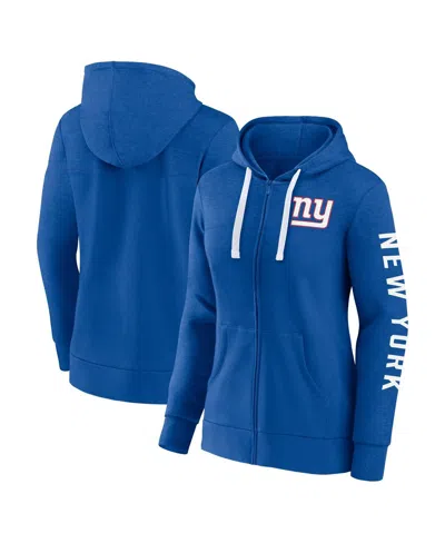 Fanatics Women's  Heather Royal New York Giants Plus Size City Ties Full-zip Hoodie