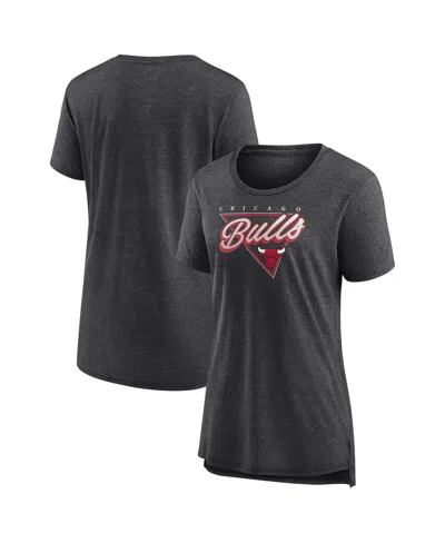 FANATICS WOMEN'S FANATICS HEATHERED CHARCOAL CHICAGO BULLS TRUE CLASSICS TRI-BLEND T-SHIRT