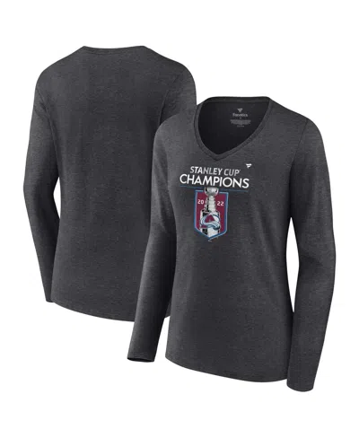 Fanatics Women's  Heathered Charcoal Colorado Avalanche 2022 Stanley Cup Champions Locker Room V-neck
