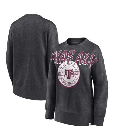 Fanatics Women's  Heathered Charcoal Distressed Texas A&m Aggies Jump Distribution Pullover Sweatshir