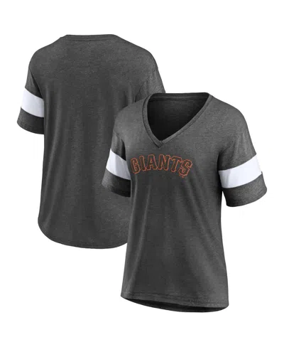 Fanatics Branded Heathered Charcoal San Francisco Giants Wordmark V-neck Tri-blend T-shirt