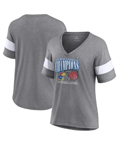Fanatics Women's  Heathered Gray Kansas Jayhawks 2022 Ncaa Men's Basketball National Champions Press