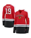 Fanatics Women's  Jonathan Toews Red And Black Chicago Blackhawks Power Player Long Sleeve Notch Neck In Red,black