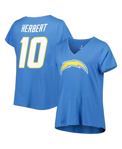 Fanatics Women's  Branded Justin Herbert Powder Blue Los Angeles Chargers Player Icon Name And Number