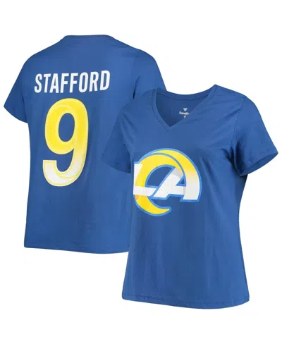 Fanatics Women's  Matthew Stafford Royal Los Angeles Rams Plus Size Player Name And Number V-neck T-s