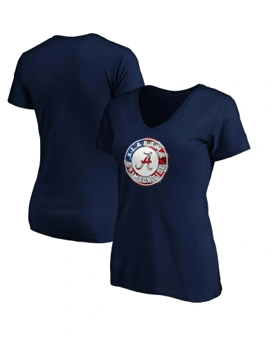 Fanatics Women's  Navy Alabama Crimson Tide Banner Wave V-neck T-shirt