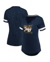 Fanatics Women's  Branded Navy And White Utah Jazz Showtime Winning With Pride Notch Neck T-shirt In Navy,white