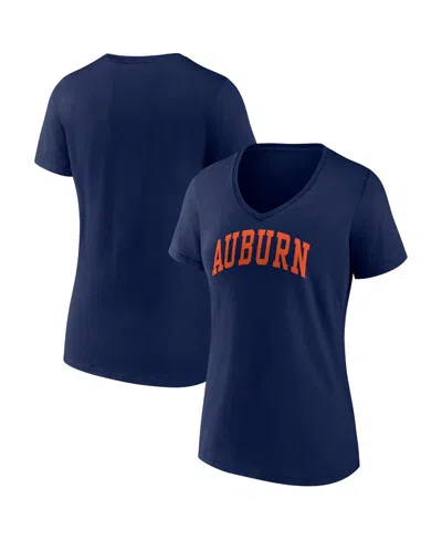 Fanatics Women's  Navy Auburn Tigers Basic Arch V-neck T-shirt